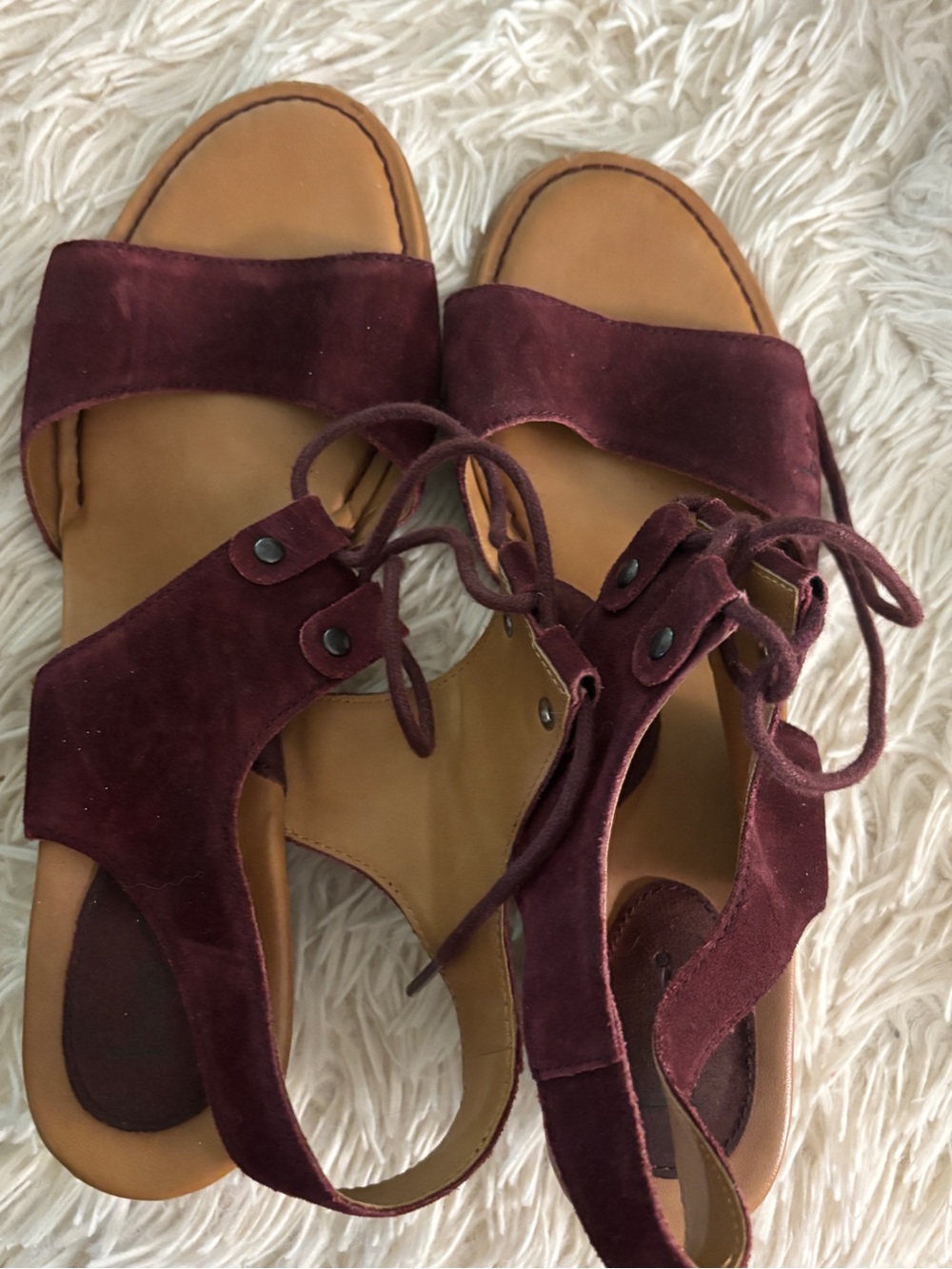 boc Women's Burgundy Suede Lace-Up Sandals